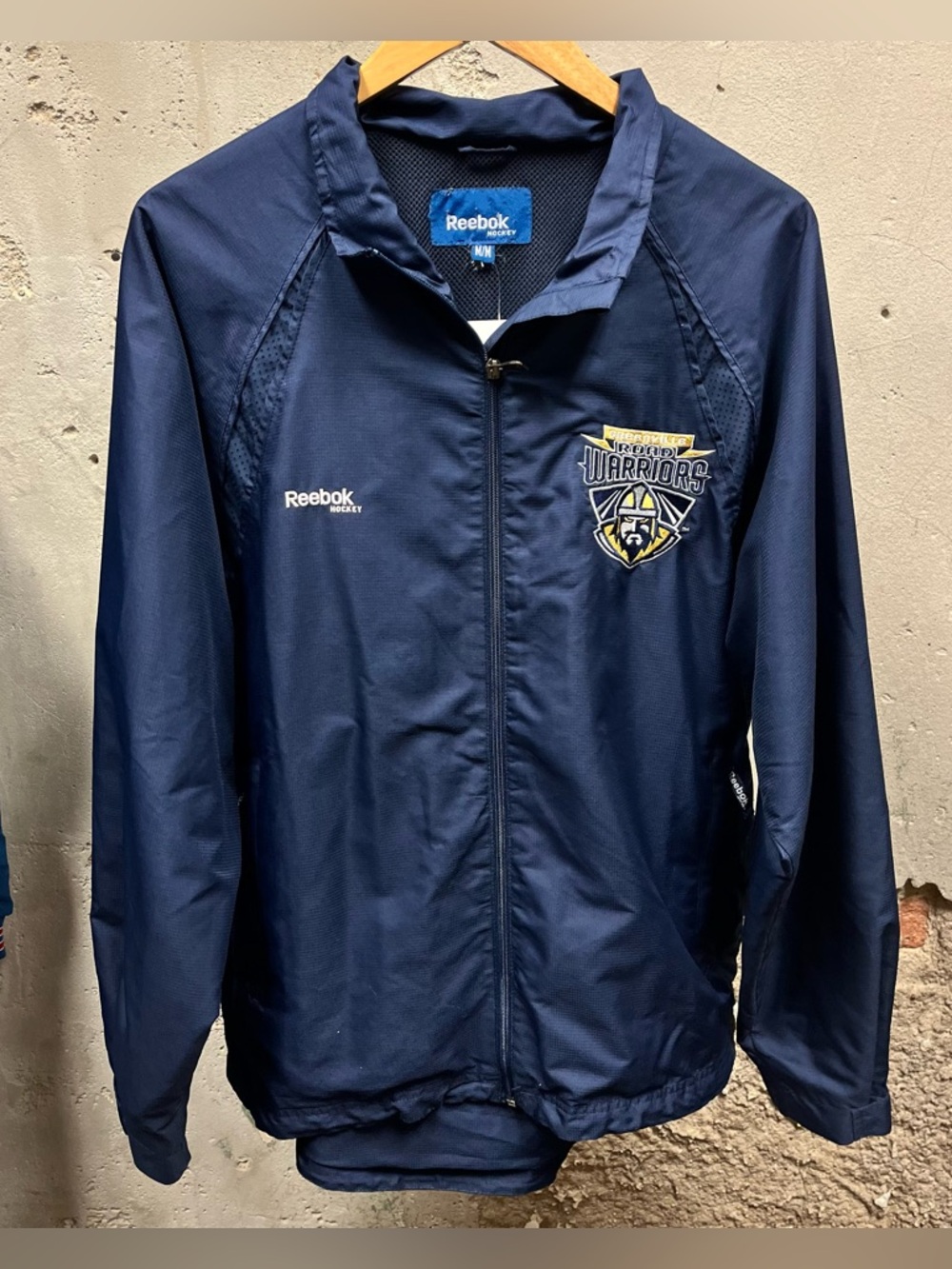 Reebok Hockey Vintage Y2K ECHL Greenville Road Warriors Blue Zip Up Jacket M